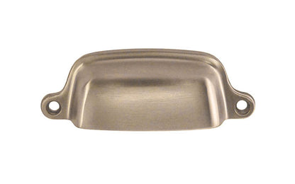Vintage-style Hardware · Traditional & Classic Solid Brass Bin Pull. 3" On Centers Made of high quality solid brass. 3" spacing of screw holes. Thick & smooth edges for a comfortable grip. Brushed Nickel Finish