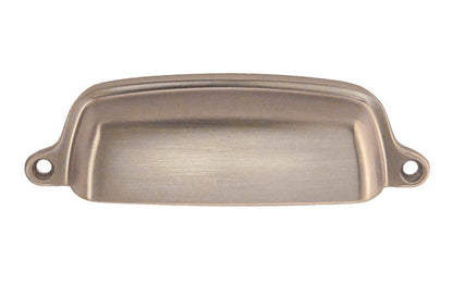 Vintage-style Hardware · Traditional & Classic Solid Brass Bin Pull. 4" On Centers. Made of high quality solid brass. 4" spacing of screw holes. Thick & smooth edges for a comfortable grip. Brushed Nickel Finish
