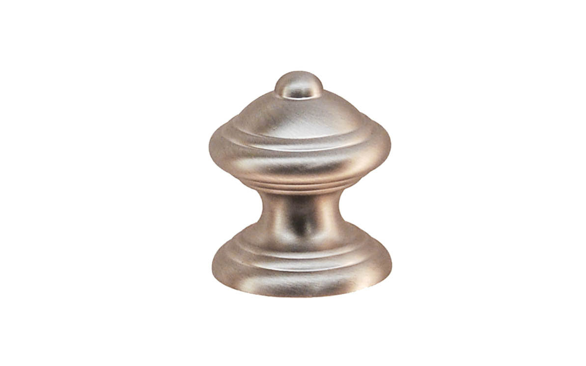 Solid Brass Finial Knob ~ 1" Diameter ~ Brushed Nickel Finish