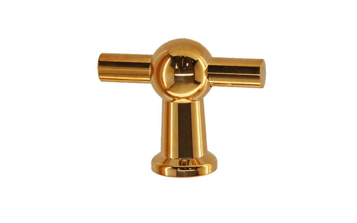 Solid Brass Ball-Style Handle ~ 1-3/4" Wide ~ Lacquered Brass Finish