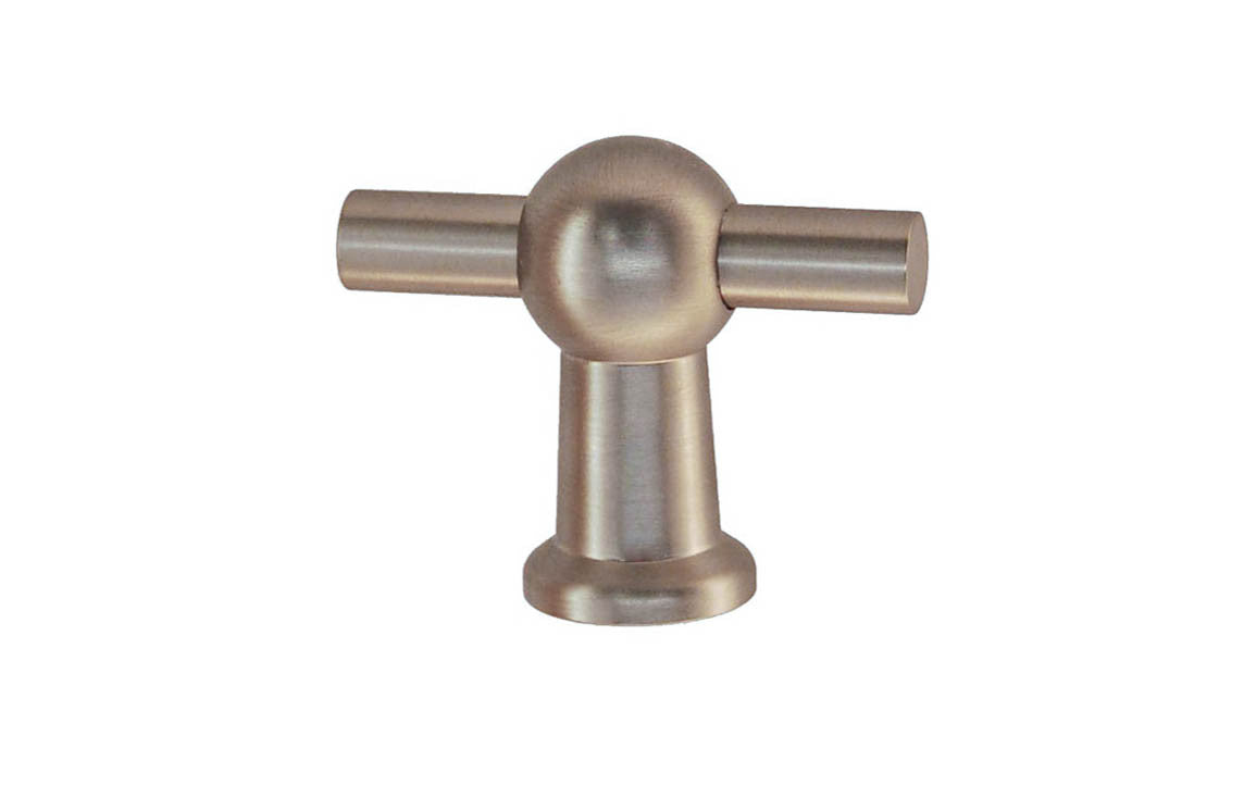 Solid Brass Ball-Style Handle ~ 1-3/4" Wide ~ Brushed Nickel Finish