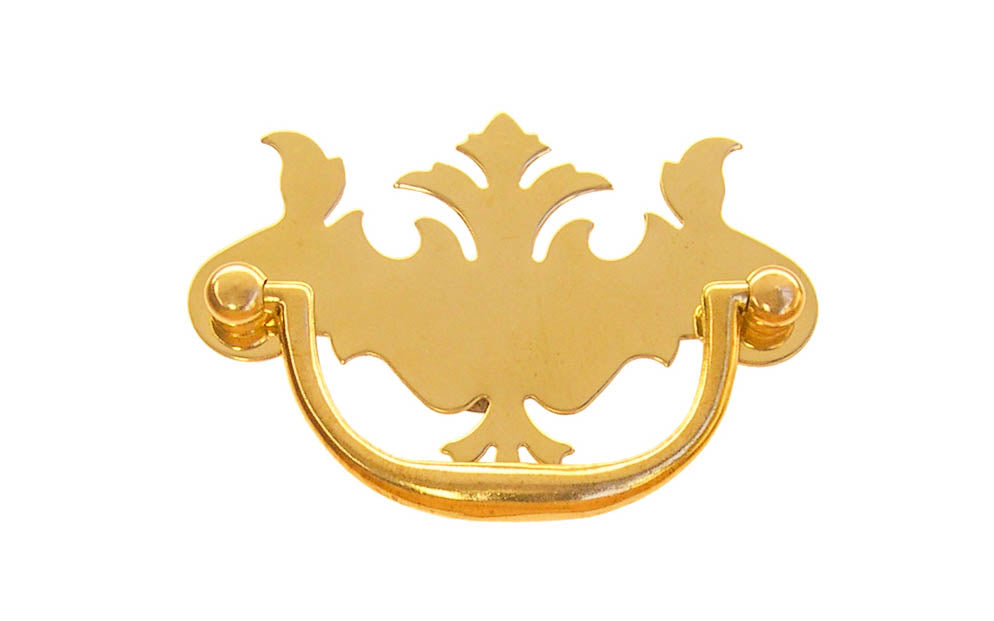 Solid Brass Chippendale Drop Pull ~ 3" On Centers - Non-Lacquered Brass (will patina over time)