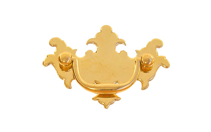 Solid Brass Chippendale Drop Pull ~ 2" On Centers - Non-Lacquered Brass (will patina over time)