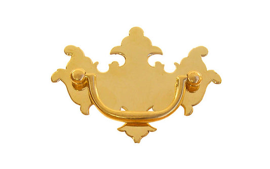 Solid Brass Chippendale Drop Pull ~ 2-1/2" On Centers - Non-Lacquered Brass (will patina over time)