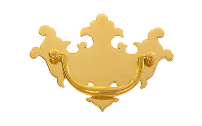 Solid Brass Chippendale Drop Pull ~ 3" On Centers - Non-Lacquered Brass (will patina over time)