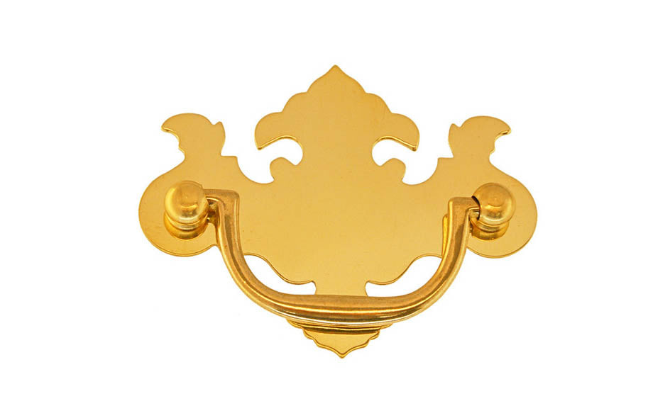 Solid Brass Chippendale Drop Pull ~ 2-1/2" On Centers - Non-Lacquered Brass (will patina over time)