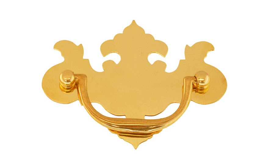 Solid Brass Chippendale Drop Pull ~ 3" On Centers - Non-Lacquered Brass (will patina over time)