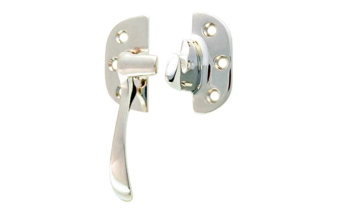 Solid Brass 3/8" Offset Ice Box Latch ~ Left Hand ~ Polished Nickel Finish