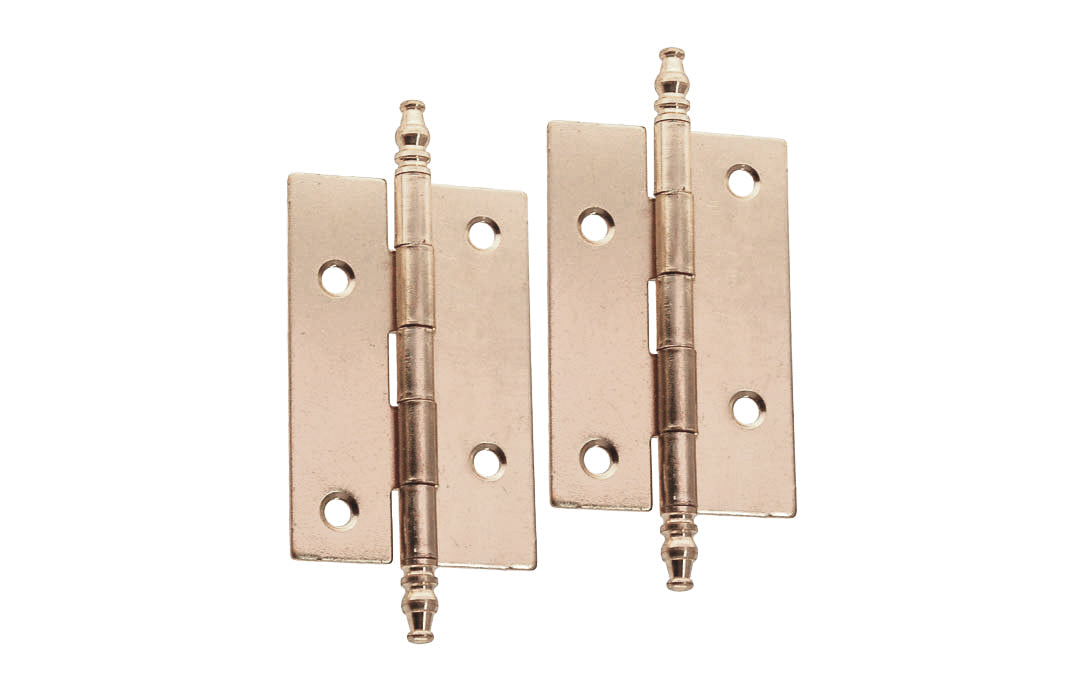 Traditional & classic steeple-tip steel cabinet butt hinges great for cabinet & furniture. Made of steel material with a plated finish. Polished Nickel Finish.