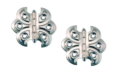 Embossed Ornamental Cabinet Hinges "Butterfly Style" ~ 2-3/8" x 2-1/8" ~ Polished Nickel Finish