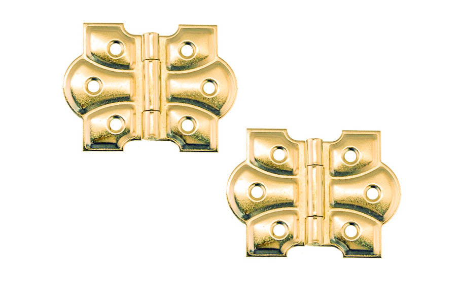 Embossed Ornamental Cabinet Hinges ~ 2-3/8" x 1-3/4" ~ Brass Finish