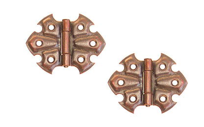 Embossed Ornamental Cabinet Hinges ~ 2-7/16" x 1-7/8" ~ Antique Copper Finish