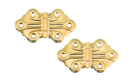 Embossed Ornamental Cabinet Hinges "Butterfly Style" ~ 2-7/8" x 1-5/8" ~ Brass Finish