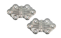 Embossed Ornamental Cabinet Hinges "Butterfly Style" ~ 2-7/8" x 1-5/8" ~ Polished Nickel Finish