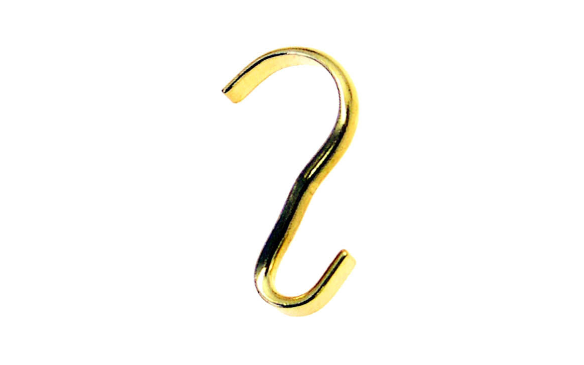 Solid Brass Narrow Width Picture Moulding Hook ~ Non-Lacquered Brass (will patina naturally over time)