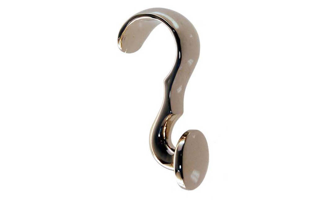 Heavy Duty Solid Brass Picture Moulding Hook ~ Polished Nickel Finish