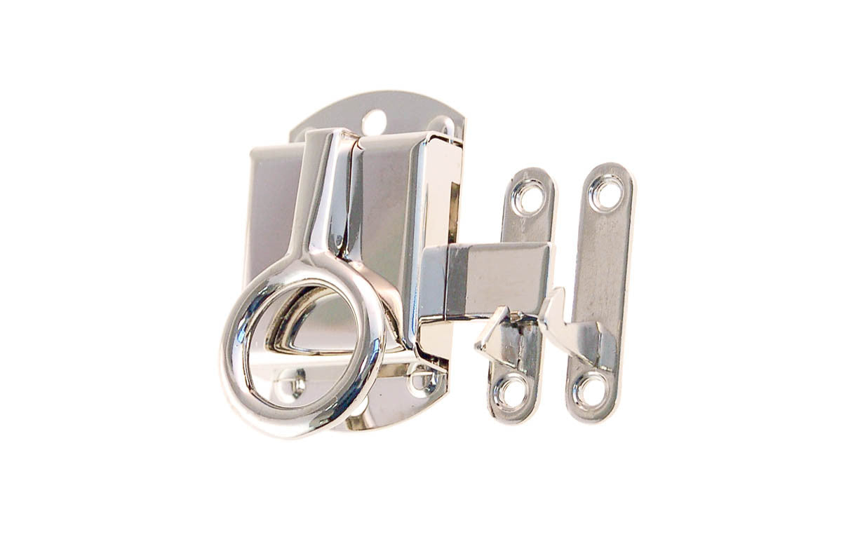 Stamped Brass Left-Handed Ring Latch ~ Polished Nickel Finish