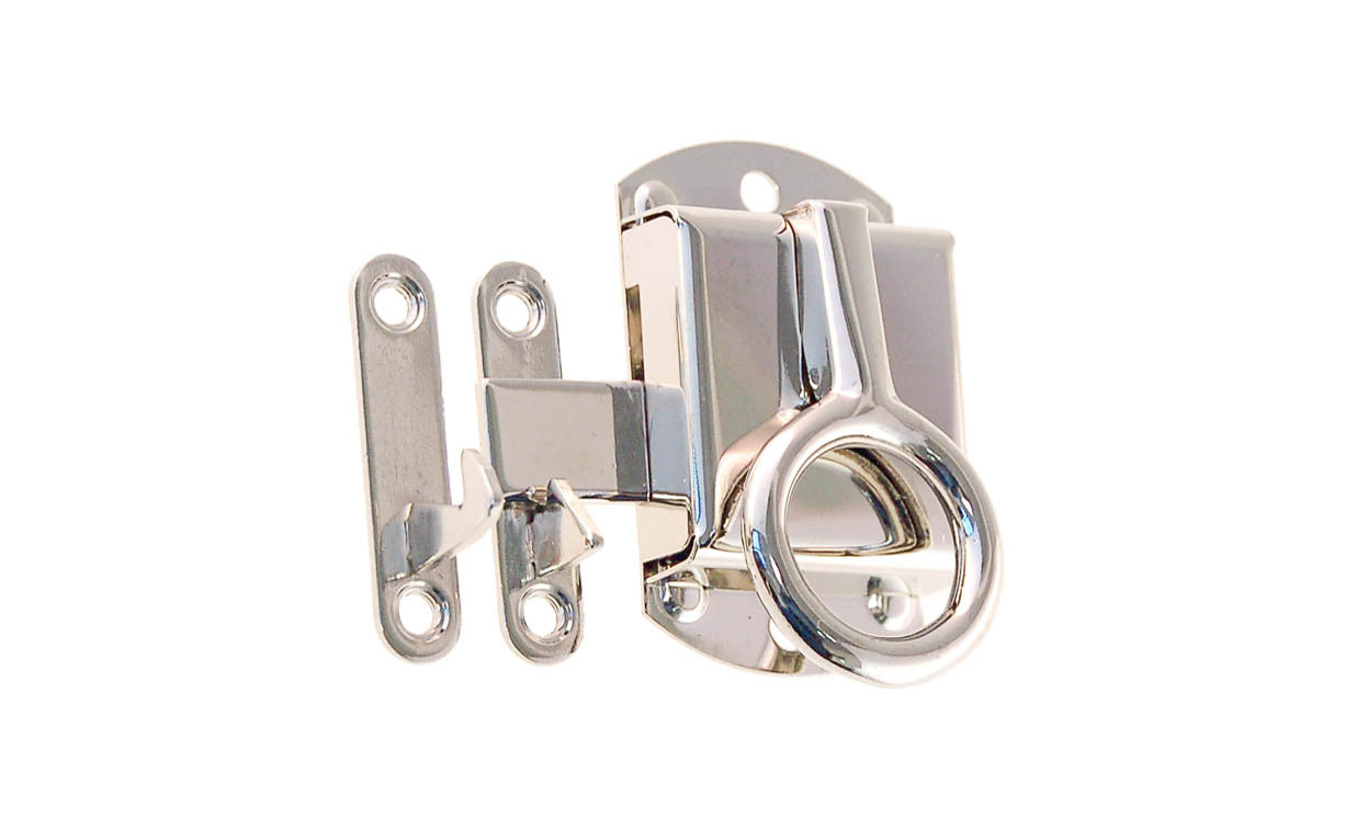 Stamped Brass Right-Handed Ring Latch ~ Polished Nickel Finish