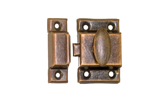 Stamped Steel Cabinet Latch ~ Antique Copper Finish