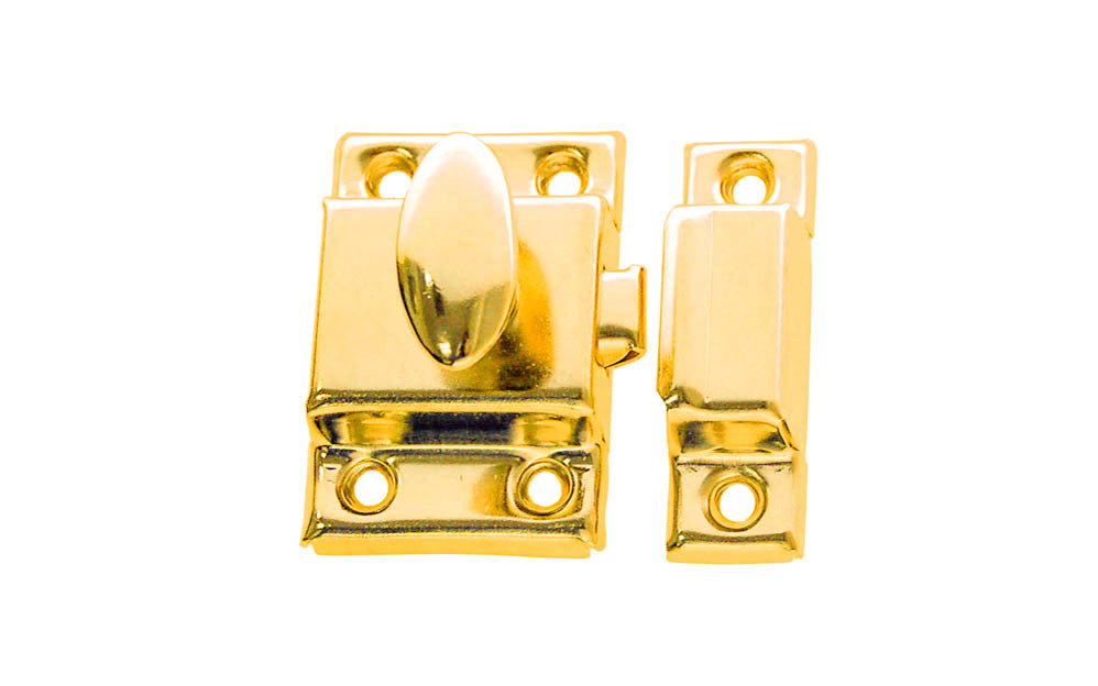 Stamped Steel Cabinet Latch ~ Polished Brass Finish