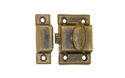 Stamped Steel Cabinet Latch ~ Antique Brass Finish