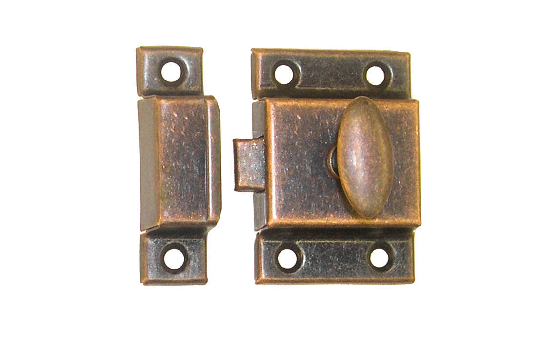 Stamped Steel Cabinet Latch ~ Antique Copper Finish