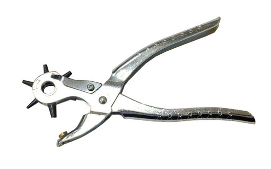 Maun Revolving Hole Punch Plier ~ Made in Nottinghamshire, England · High quality hole punch plier ~ Great for leather working ~ Heat-treated punches are held on a locking taper in a solid steel drum