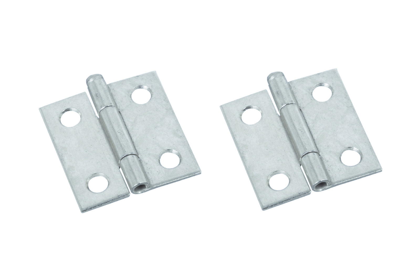 1-1/2" Zinc-Plated Loose-Pin Narrow Hinges - 2 Pack. 1-1/2" high x 1-1/2" wide. Made of cold-rolled steel with zinc plating. Surface mount. Removable pin hinges. Sold as a pair of hinges. National Hardware Model No. N141-739. 038613141735