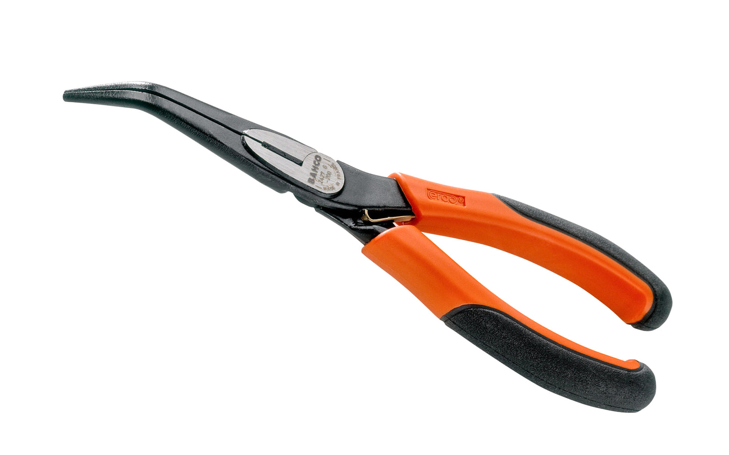 Bahco Curved Nose Plier ~ 45° Bent ~ Made of high-performance alloy steel with fine serration in jaws and a wire cutter on plier ~ Model #2427G-160 