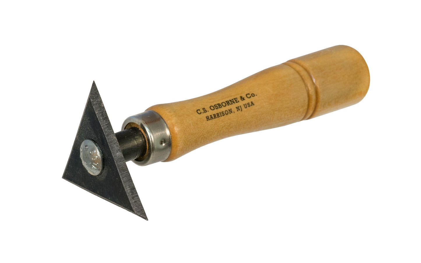 The CS Osborne Wood Scraper No. 270 has a triangle scraper blade and lacquered hardwood handle with nickel plated ferrule. Made in USA ~ 096685591322