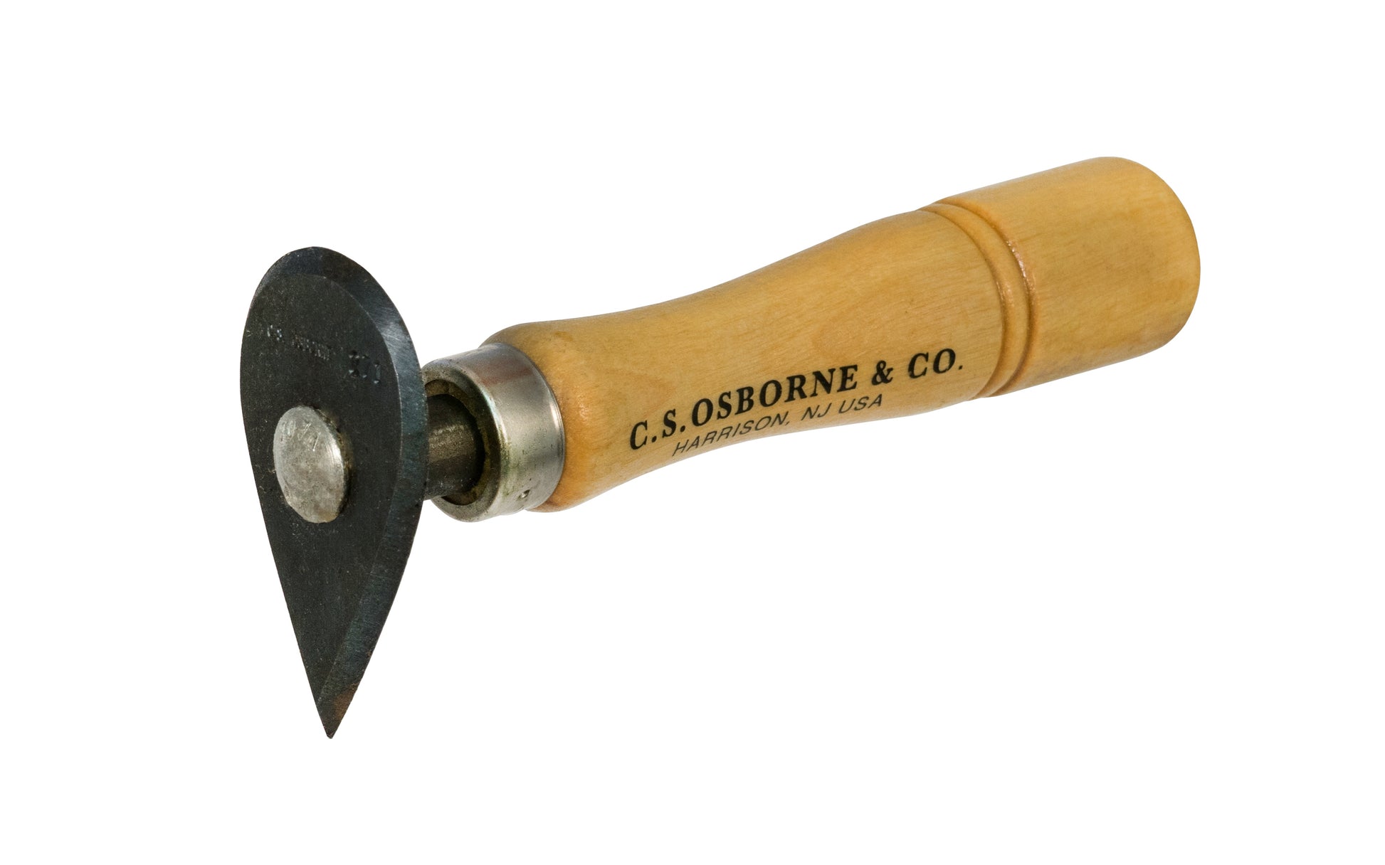 The CS Osborne Wood Scraper No. 271 has an oval & pointed shape scraper blade with a lacquered hardwood handle with nickel-plated ferrule. Made in USA ~ 096685591360