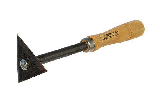 The CS Osborne Wood Scraper No. 272 has a triangle scraper blade made of high-quality carbon steel tempered steel and lacquered hardwood handle ~ 096685591407