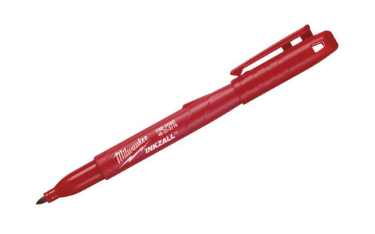 Milwaukee Inkzall Jobsite Marker - Red. Jobsite permanent markers feature clog resistant tips and the ability to write through dusty, wet or oily surfaces. Durable marker pens are designed for writing on rough surfaces. 48-22-3170. 