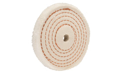 The 4" Spiral Sewn Buffing Wheel ~ 1/2" Thick for aggressive cutting & coarse buffing. 1/2" hole diameter. 1/2" wide thickness. Made in USA. This spiral sewn wheel is designed for prolong service. Good for coarse cutting & buffing, & flexible grinding. Stiffer cotton sheeting - Held together lockstitch sewing