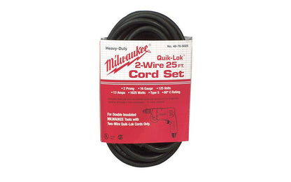 Milwaukee 25' 2-Wire Quik-Lok Cord ~ 48-76-5025