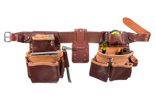 Occidental Leather "Pro Framer" Tool Belt Set Package with Double Outer Bags ~ Large Belt Size (3" Large Ranger Work Belt) - Top-Grain Leather - Copper Rivets Reinforce Main Bags - 22 pockets - "Pro Leather" series is made of premium top grain cow hides tanned with oils & waxes for heavy use ~ Occidental Model 5080DB LG 