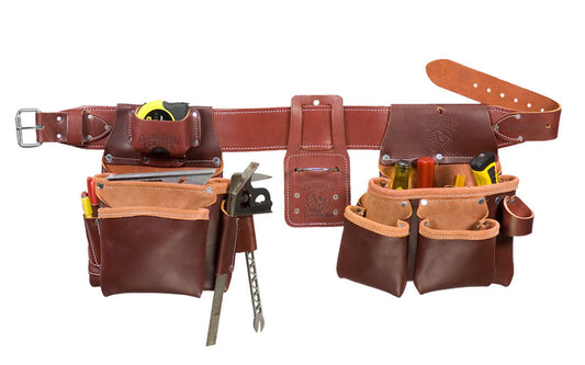 Occidental Leather Framing Tool Belt Set ~ 5087 LG - Large Belt Size (3" Large Ranger Work Belt) - Premium Top-Grain Leather - Copper Rivets Reinforce Main Bags - 21 Pockets & Tool Holders - 759244173901. Pro Leather series is made of premium top grain cow hides tanned with oils & waxes for heavy use. Framing Tool Bag