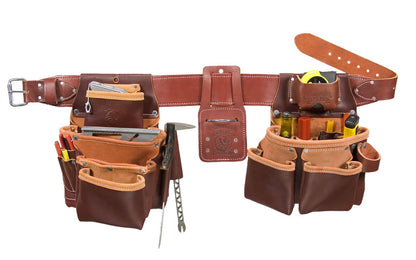 Occidental Leather "Pro Framer" Tool Belt Set Package with Double Outer Bags ~ 5089 M - Medium Belt Size (3" Medium Ranger Work Belt) - Top-Grain Leather - Copper Rivets Reinforce Main Bags - 23 pockets - 759244091908. "Pro Leather" series is made of premium top grain cow hides tanned with oils & waxes for heavy use