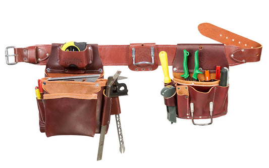 Occidental Leather "Pro Framer" Tool Belt Set Package ~ Large Belt Size (3" Large Ranger Work Belt) - Premium Top-Grain Leather - Copper Rivets Reinforce Main Bags - 21 Pockets & Tool Holders - "Pro Leather" series is made of premium top grain cow hides tanned with oils & waxes for heavy use ~ Occidental Model 5092 LG 