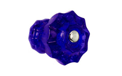 Vintage-style Hardware · Classic & original-style fluted glass cabinet knob with a silver pan head thru-bolt. Made of genuine glass. Cobalt Blue color glass. Includes a silver pan thru-bolt. Reproduction fluted classic glass knob. Traditional fluted glass knob. 1-1/2" Diameter
