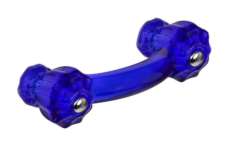 Fluted Glass Drawer Pull ~ Cobalt Blue  ~ 3" Spacing of Screw Holes