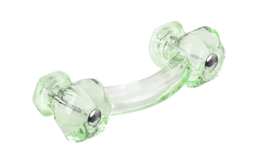 Classic "Depression Green" Hexagonal Glass Drawer Pull 3" On Centers
