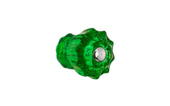 Vintage-style Hardware · Classic & original-style fluted glass cabinet knob with a silver pan head thru-bolt. Made of genuine glass. Forest Green color glass. Includes a silver pan thru-bolt. Reproduction fluted classic glass knob. Traditional fluted glass knob. 1" Diameter