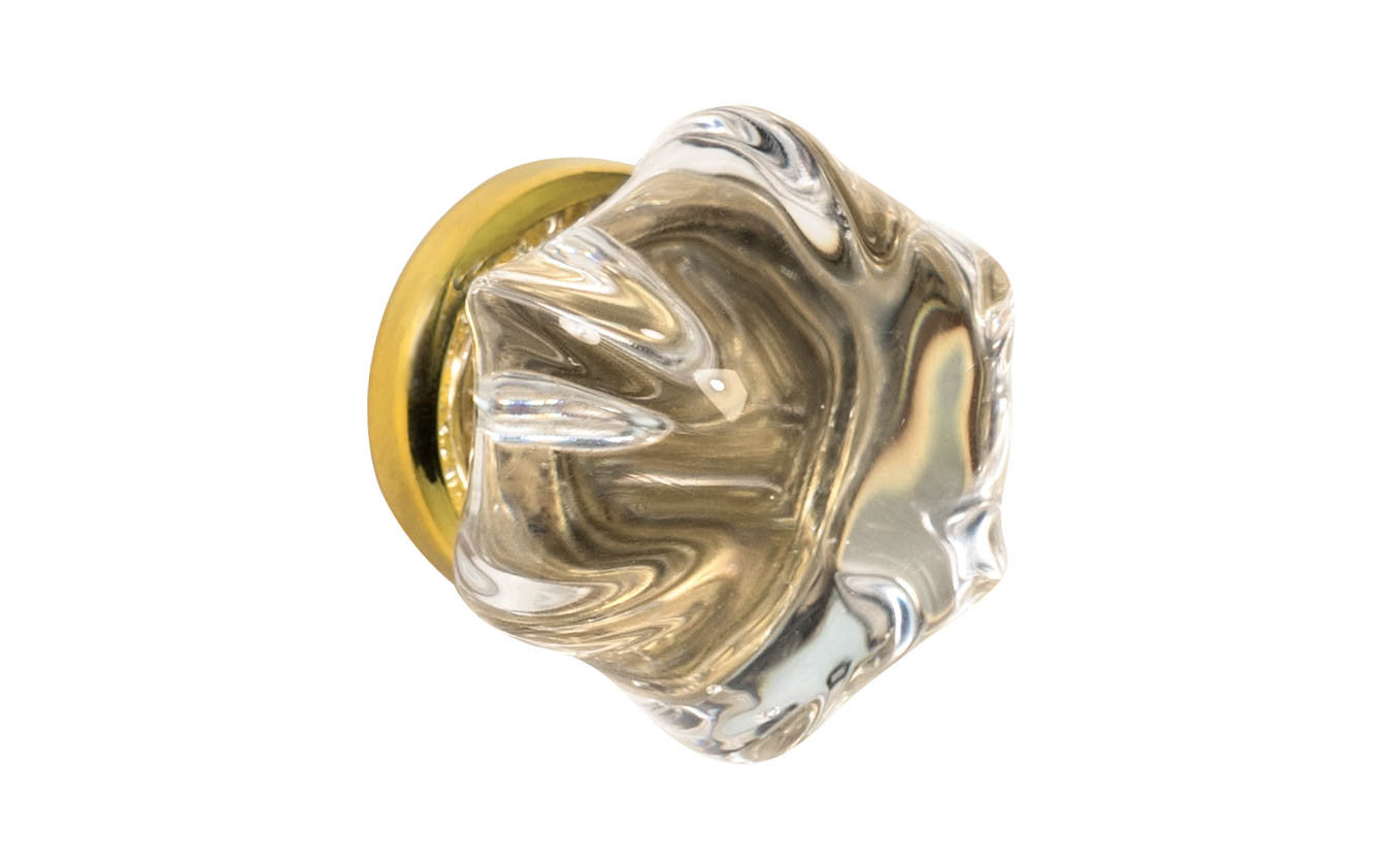Star-Shaped Glass Knob ~ Clear ~ 1-7/8" Diameter