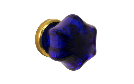 Star-Shaped Glass Knob ~ Cobalt Blue ~ 1-1/4" Diameter