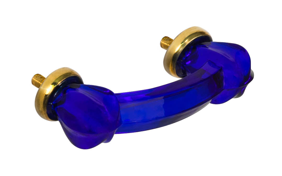 Star-Shaped Glass Drawer Pull ~ Cobalt Blue ~ 3" Spacing of Screw Holes