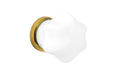 Star-Shaped Glass Knob ~ White ~ 1-1/4" Diameter