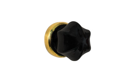 Star-Shaped Glass Knob ~ Black ~ 1" Diameter