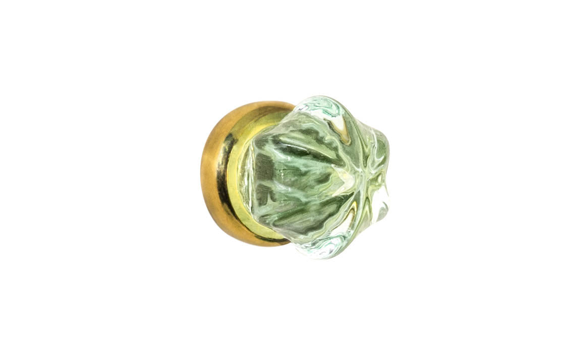 Star-Shaped Glass Knob ~ Depression Green  ~ 1