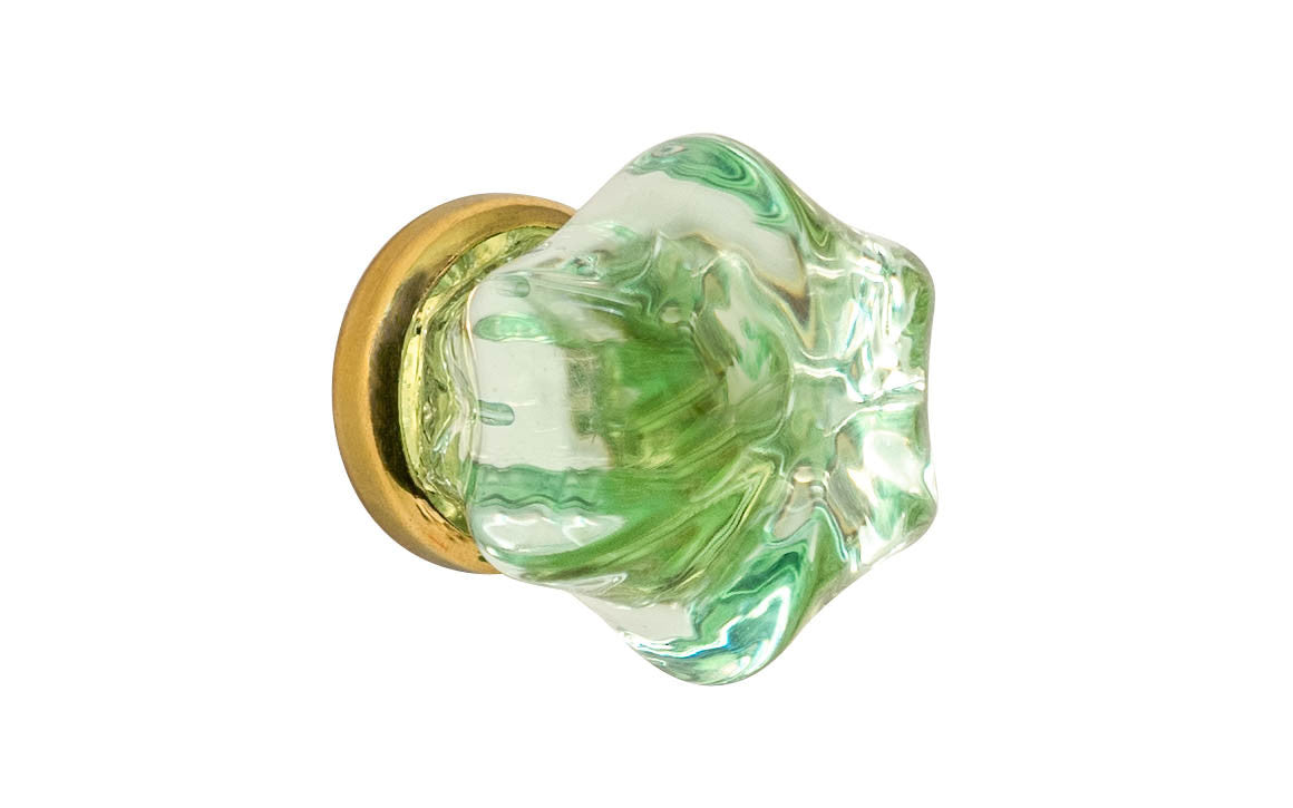 Star-Shaped Glass Knob ~ Depression Green ~ 1-1/4